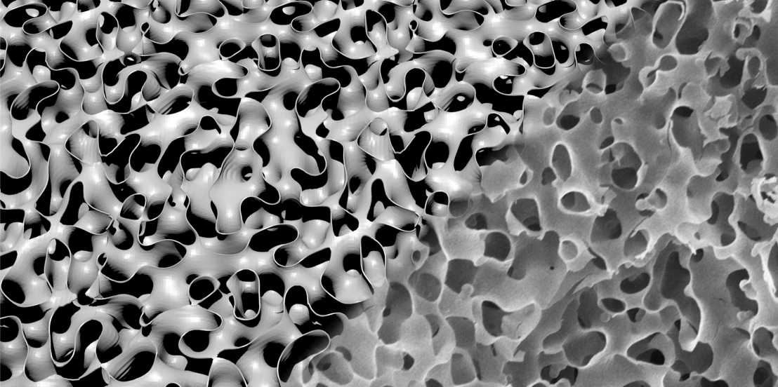 Nanolabyrinthine architected material