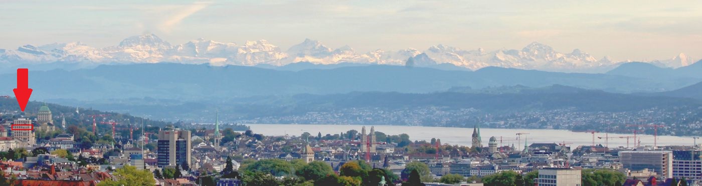 View of Zurich and ETH Zurich from Waid