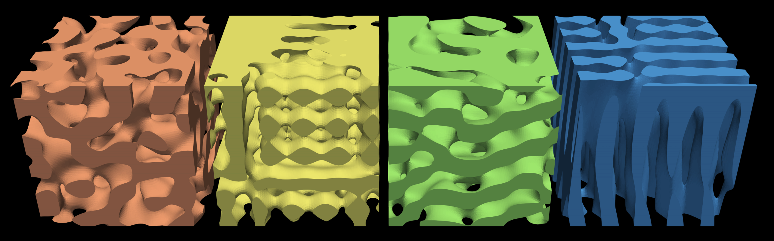 Enlarged view: Examples of anisotropic spinodal metamaterials